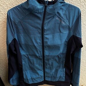 Brooks Blue Striped Athletic Running Jacket